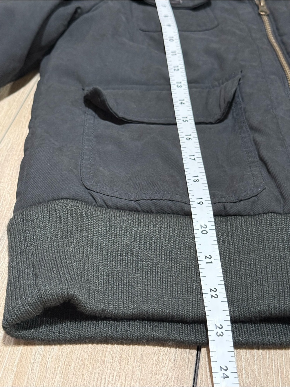 Mossimo Supply Co Black Faux Fur Hood Plaid Lined Utility Bomber Jacket Medium - Picture 10 of 14